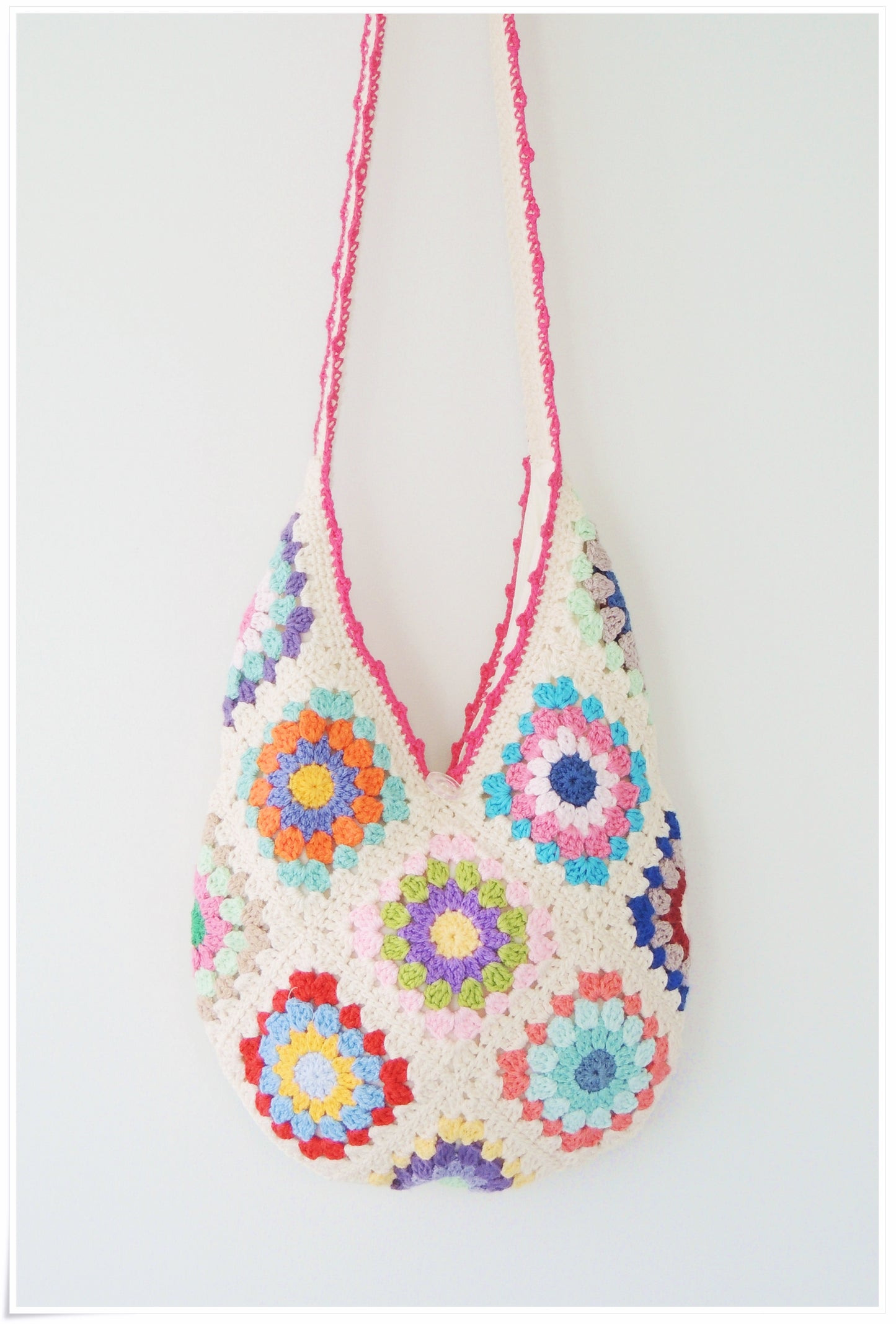 Crochet Granny Square Floral Hobo Bag