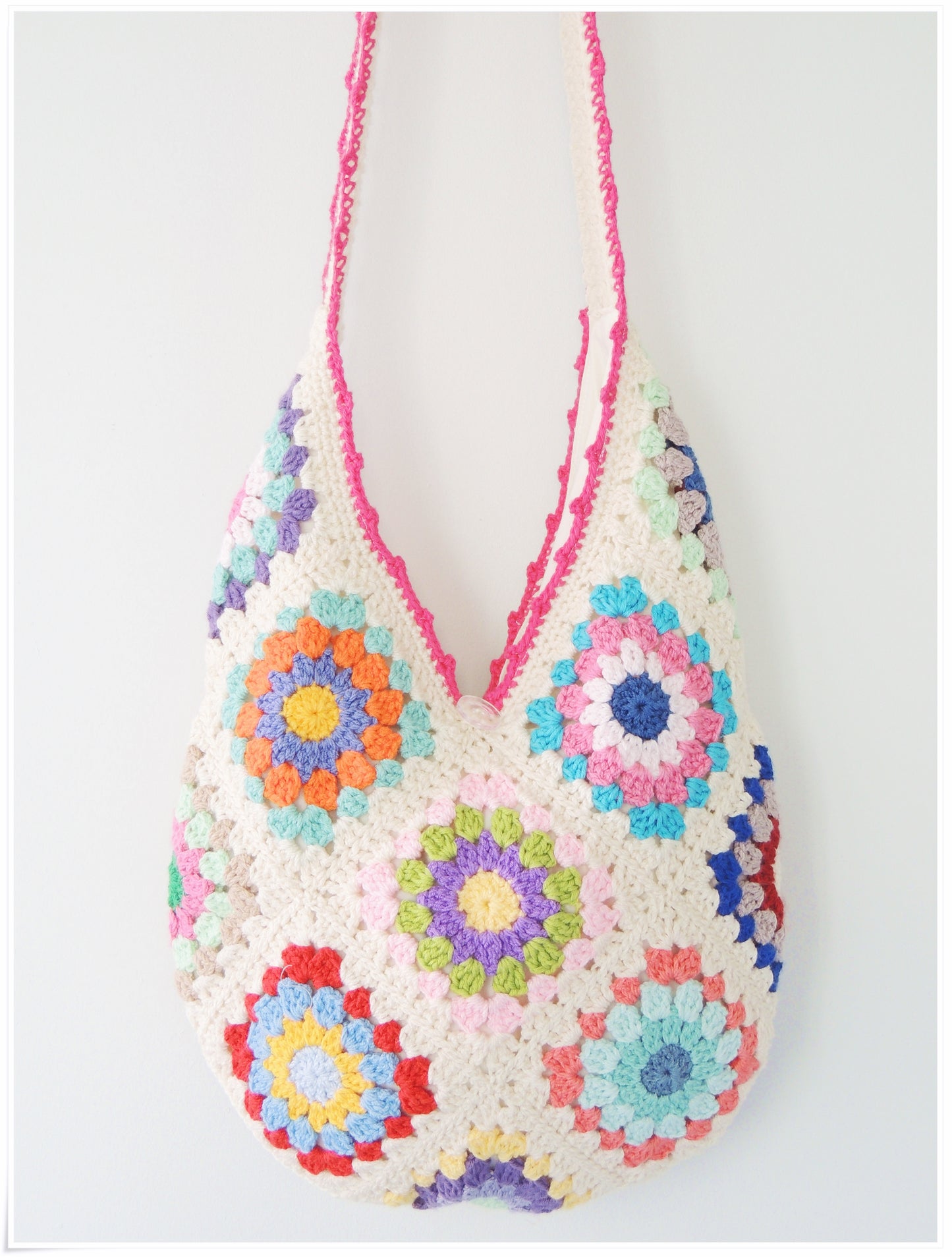 Crochet Granny Square Floral Hobo Bag