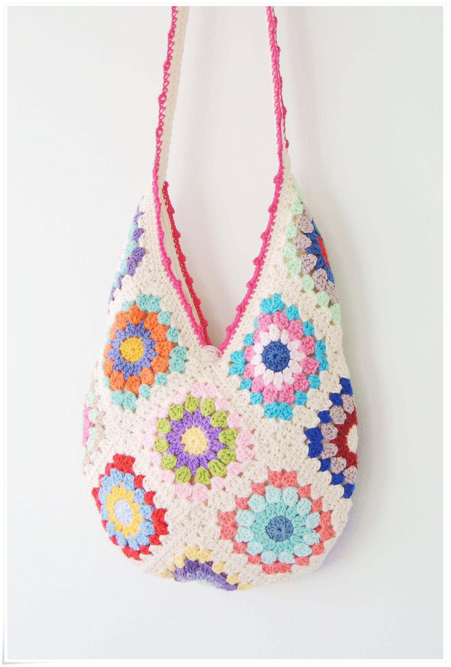 Crochet Granny Square Floral Hobo Bag