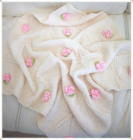 Crochet Baby Girl Blanket With Roses