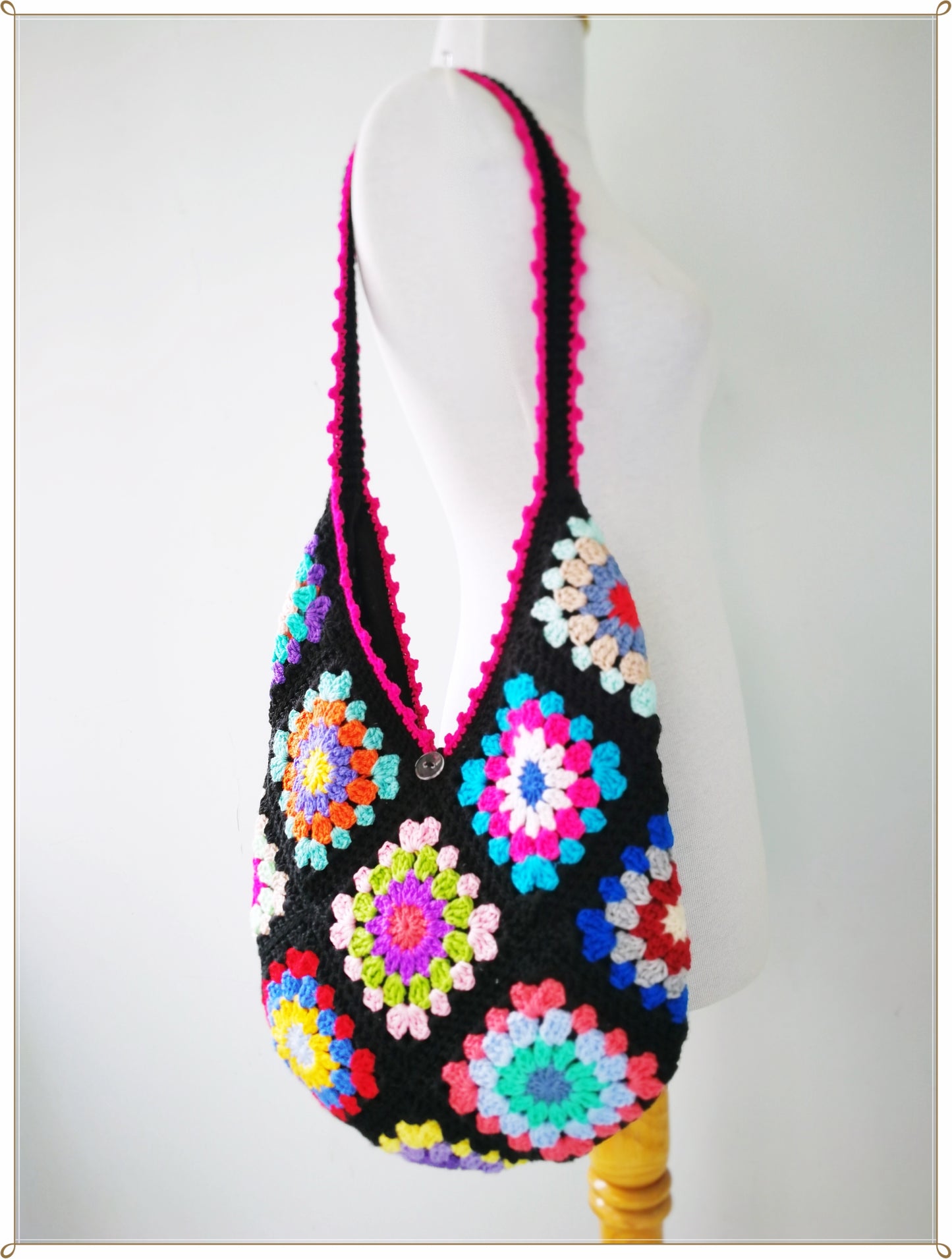 Crochet Granny Square Hobo Bag