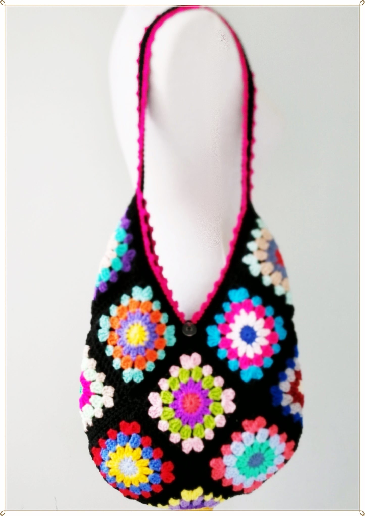 Crochet Granny Square Hobo Bag