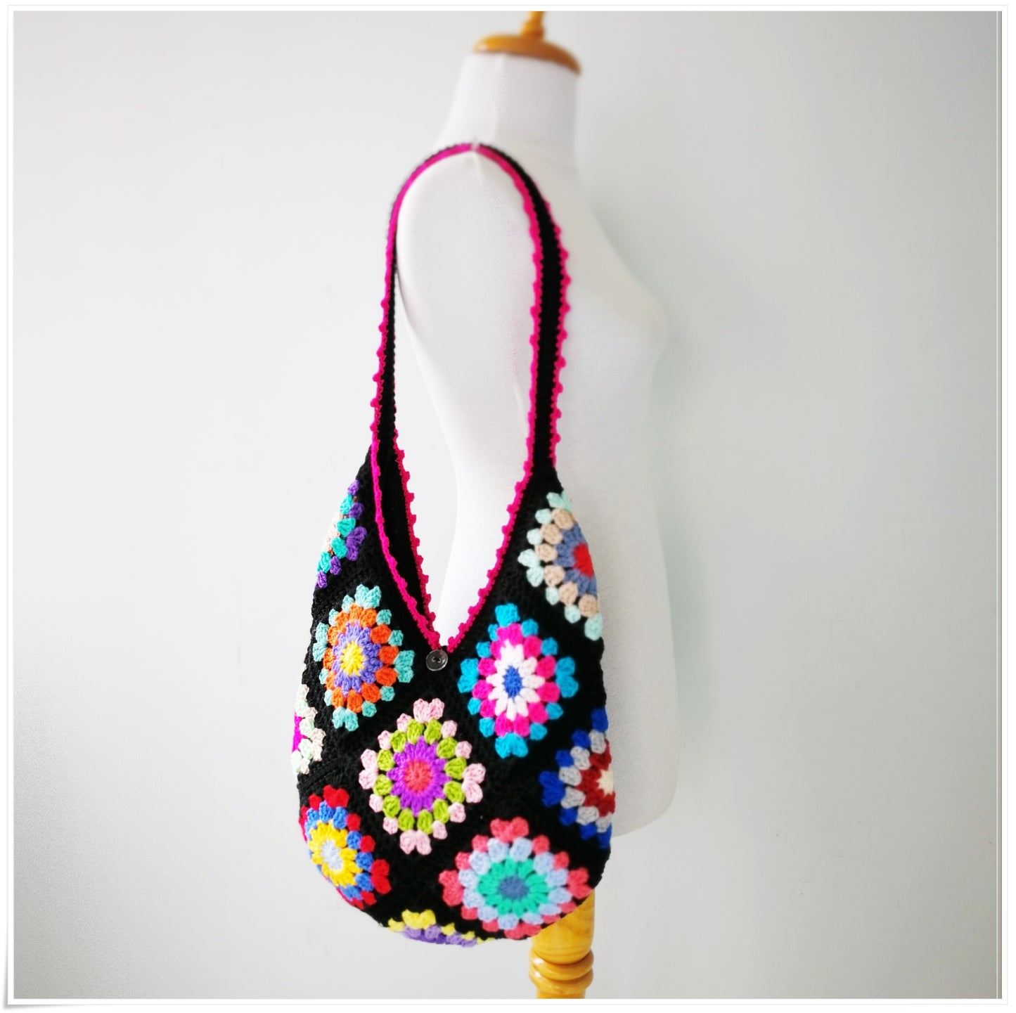 Crochet Granny Square Hobo Bag