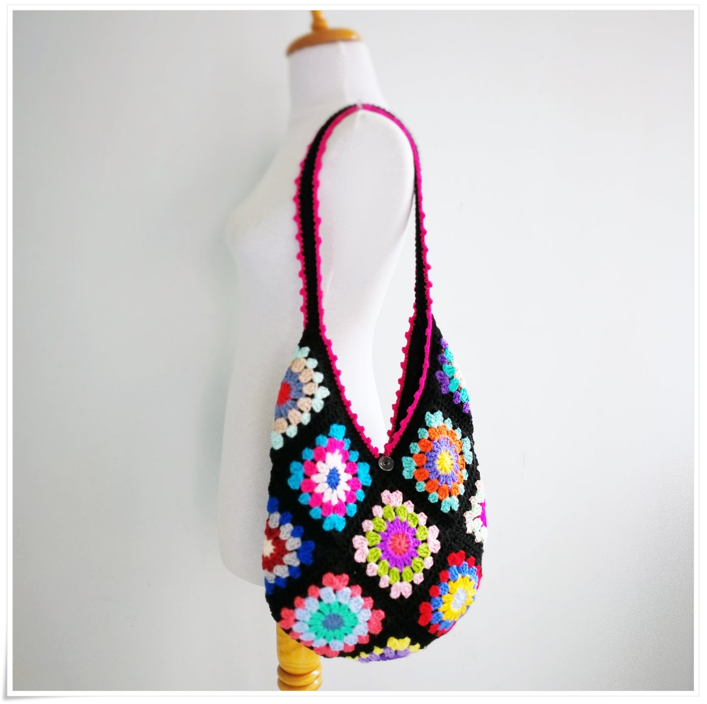 Crochet Granny Square Hobo Bag
