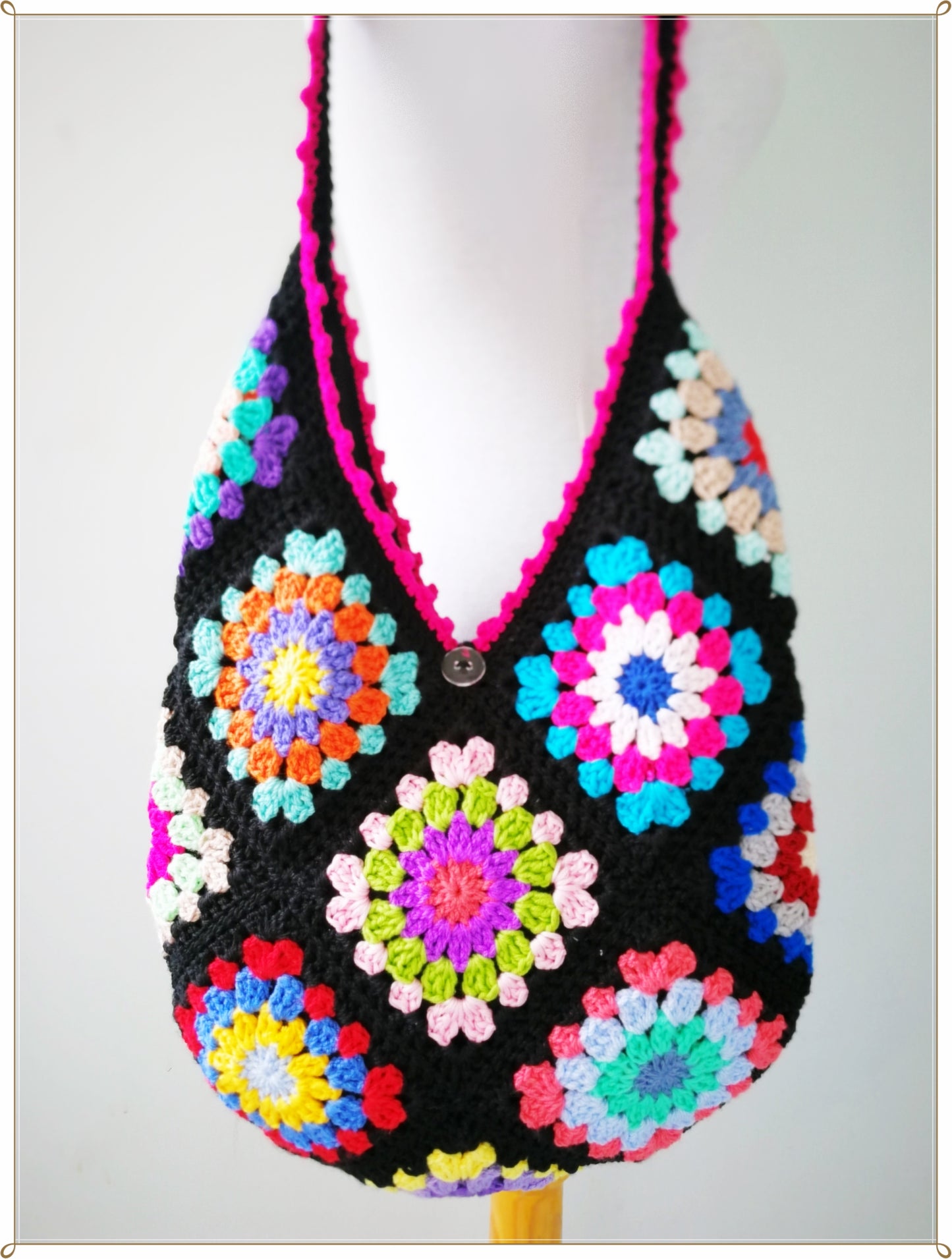Crochet Granny Square Hobo Bag