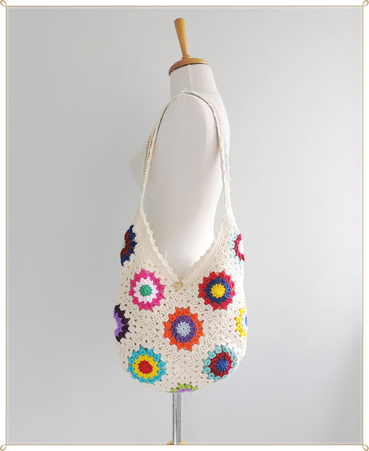 Crochet Granny Square Hobo Bag