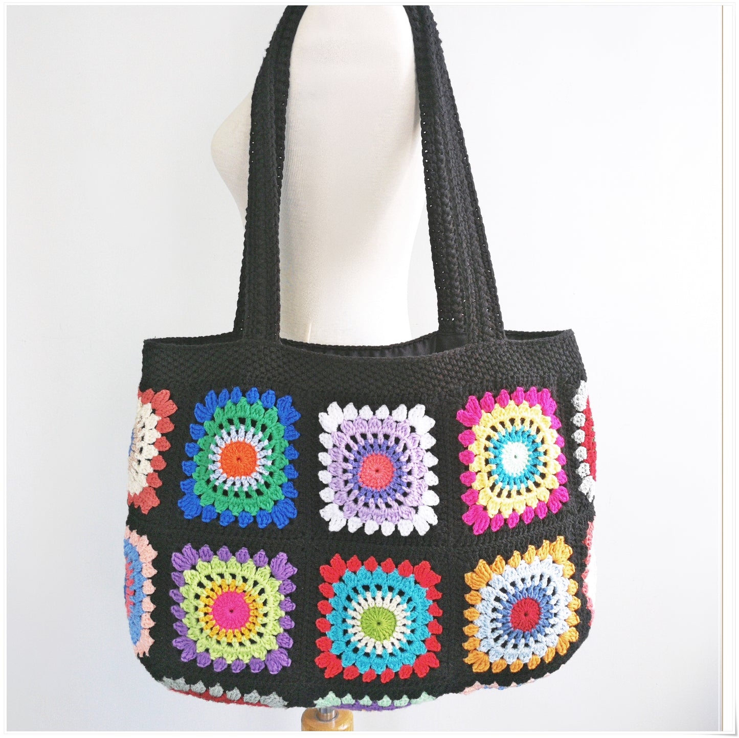 Crochet Granny Square Large Tote Bag