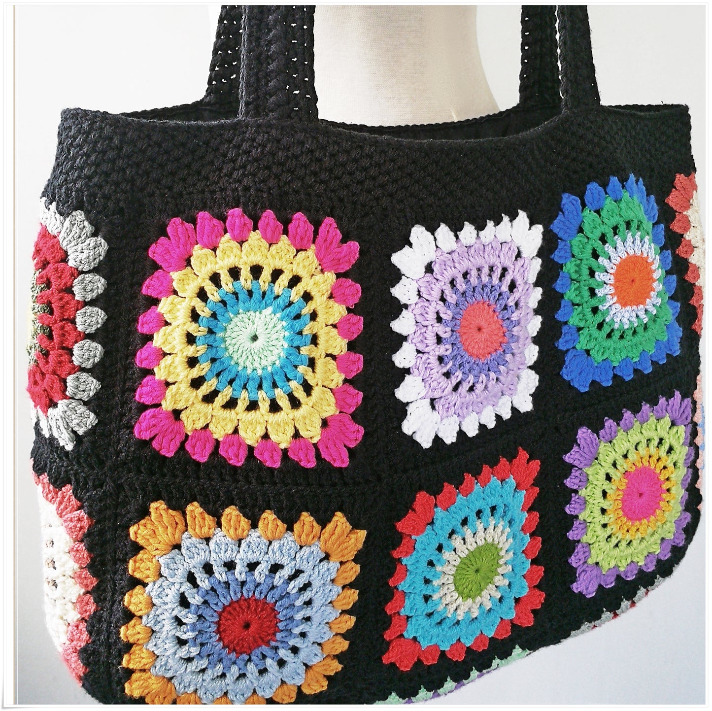 Crochet Granny Square Large Tote Bag