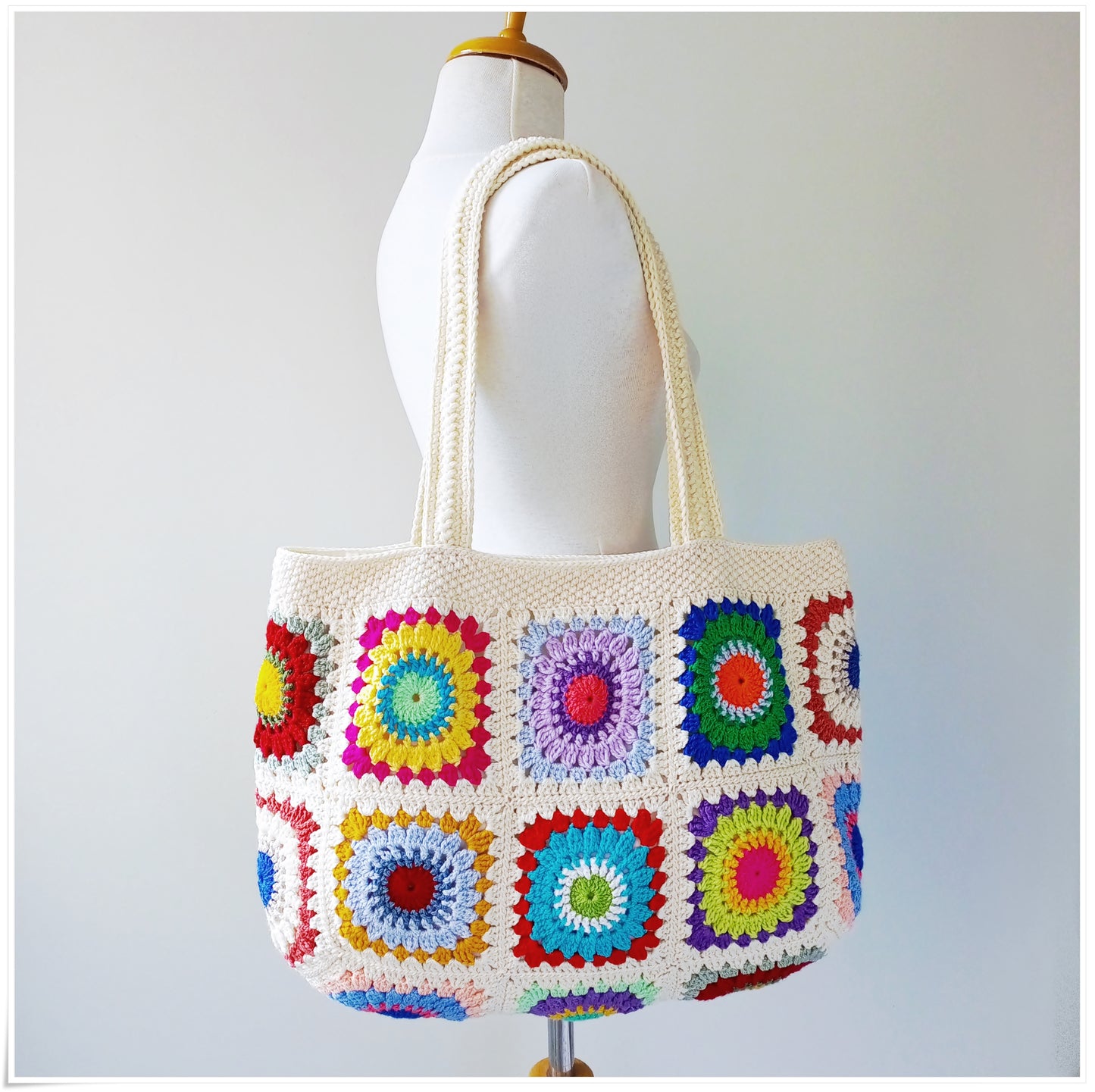 Crochet Granny Square Large Tote Bag