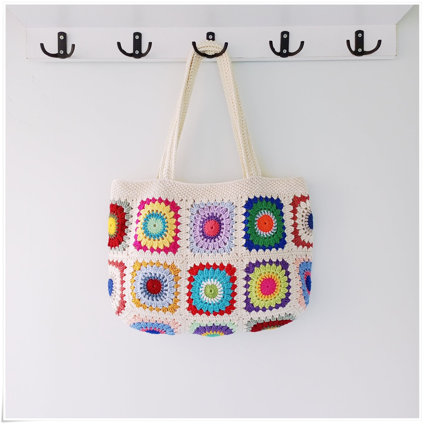 Crochet Granny Square Large Tote Bag