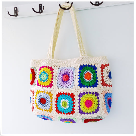 Crochet Granny Square Large Tote Bag