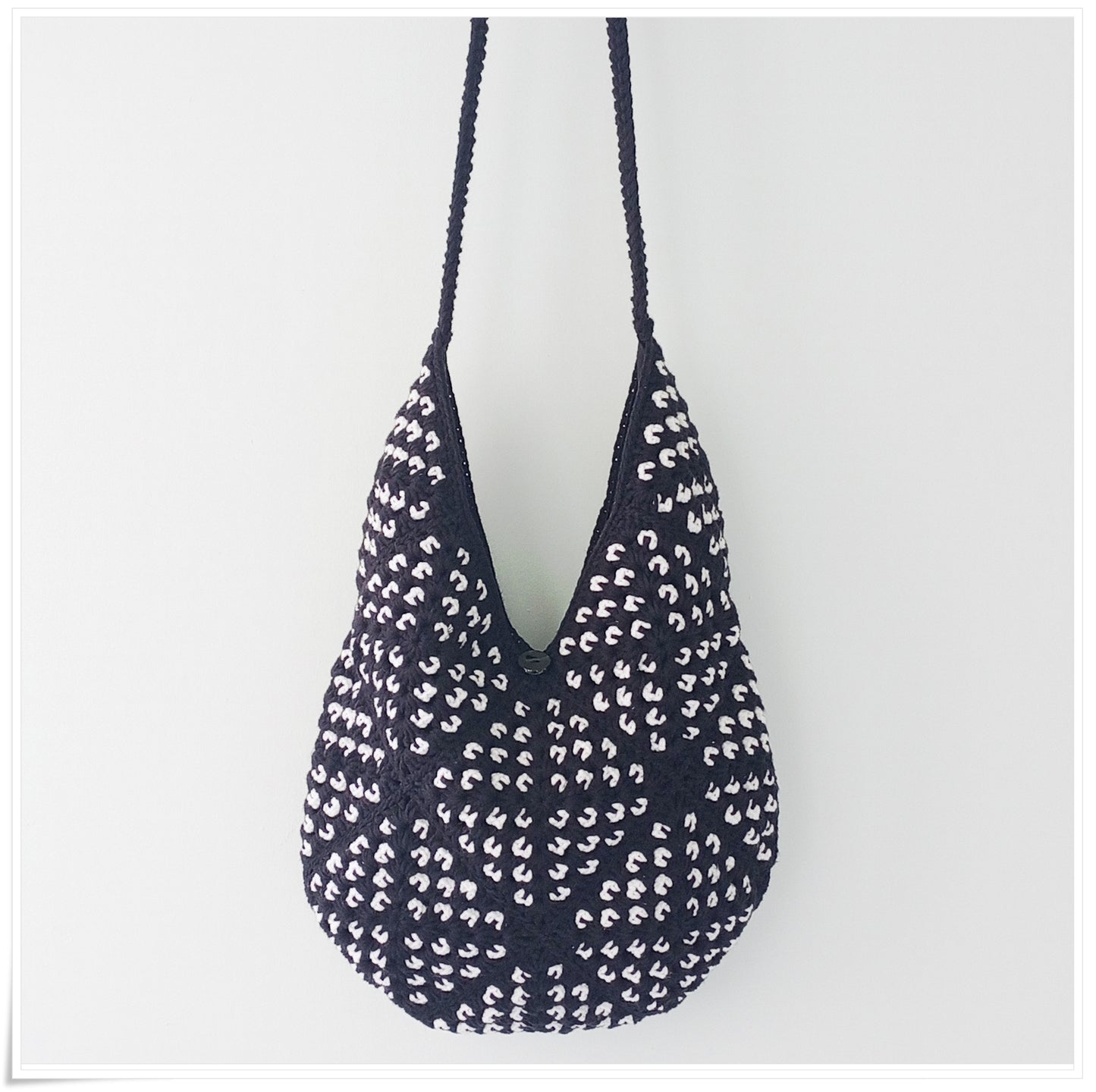 Crochet Granny Square Black Crossbody Bag