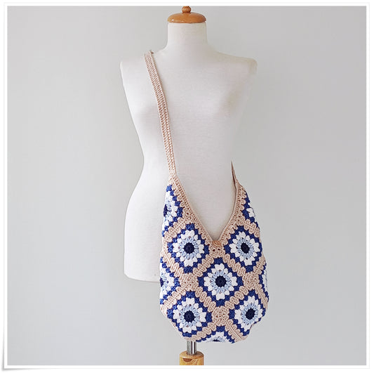 Crochet Cross Body Hobo Evil Eye Tote Bag