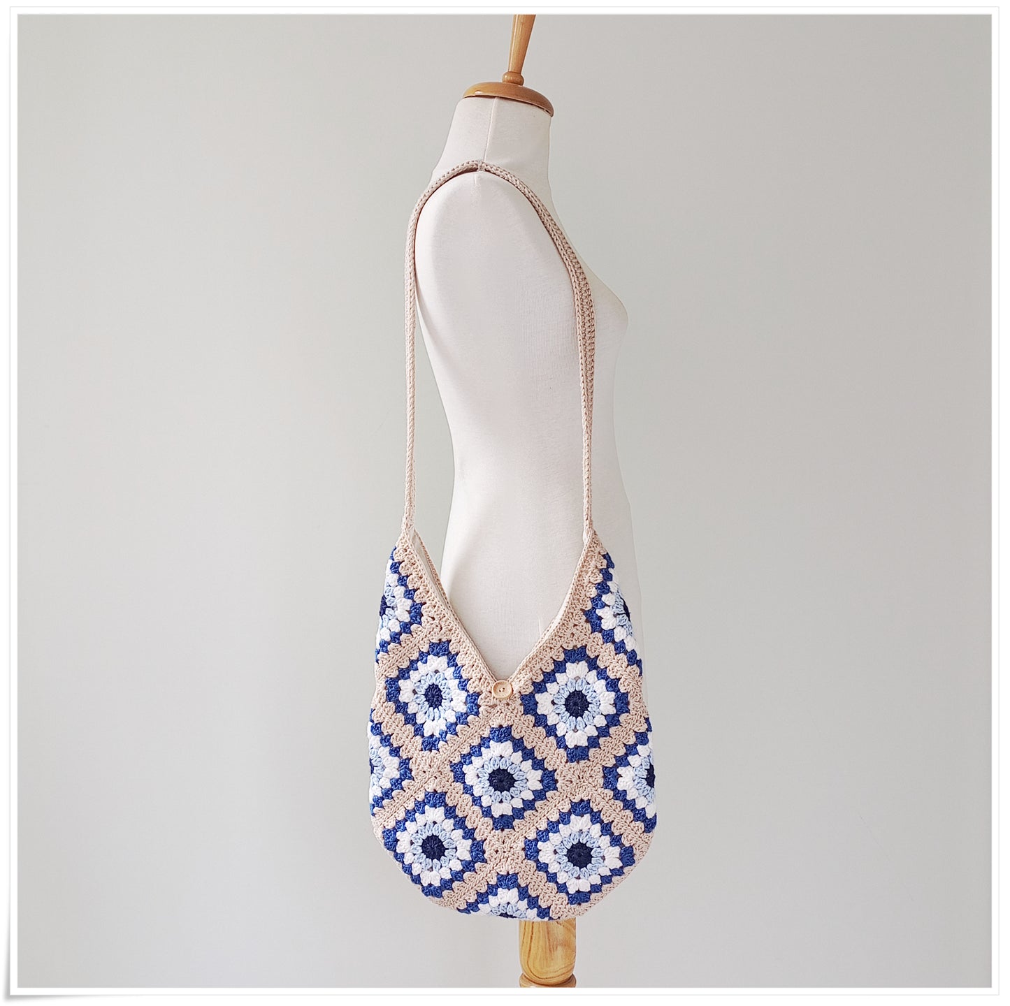 Crochet Cross Body Hobo Evil Eye Tote Bag