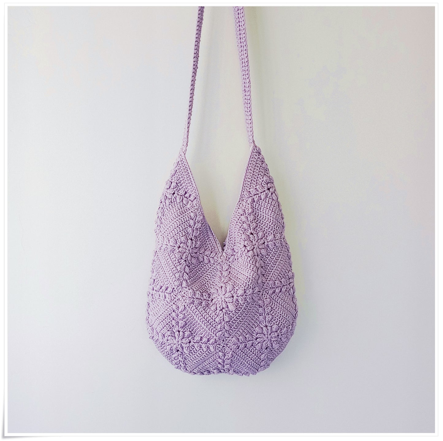Crochet Granny Square Lilac Crossbody Bag