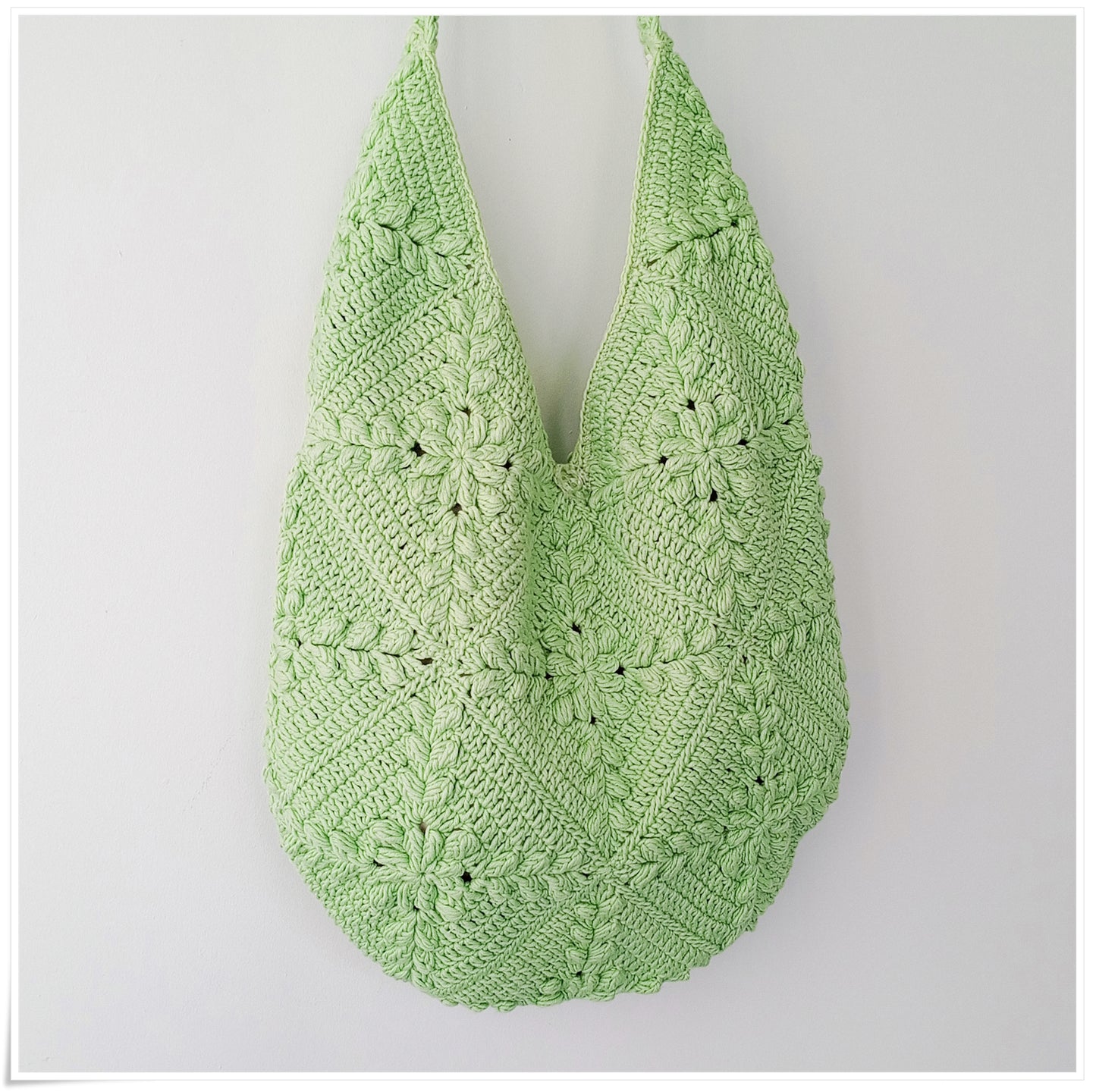 Crochet Granny Square Green Crossbody Bag