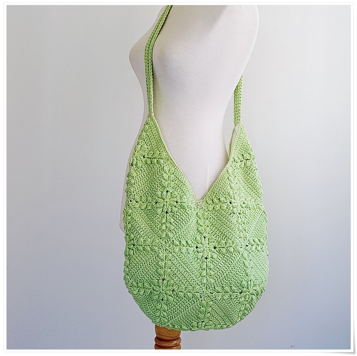 Crochet Granny Square Green Crossbody Bag