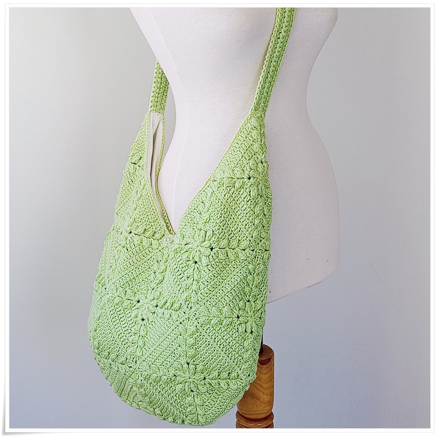 Crochet Granny Square Green Crossbody Bag