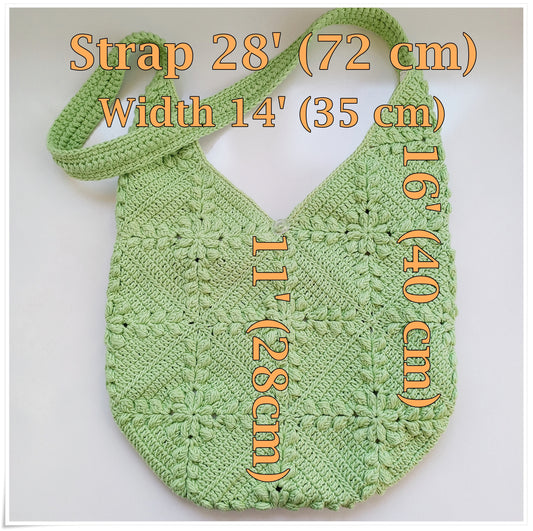 Crochet Granny Square Green Crossbody Bag