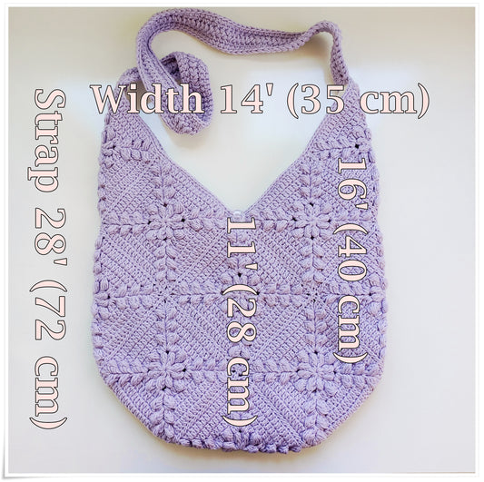 Crochet Granny Square Lilac Crossbody Bag