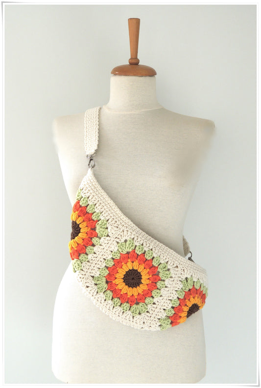 Sunflower Crochet Crossbody Bag, Sling FannyPack