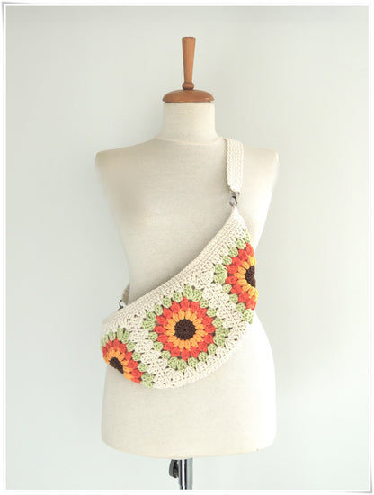 Sunflower Crochet Crossbody Bag, Sling FannyPack