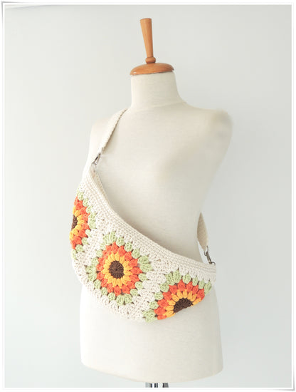 Sunflower Crochet Crossbody Bag, Sling FannyPack