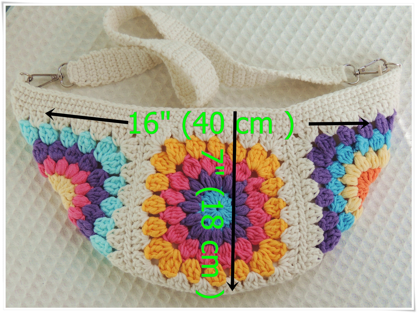 Crochet Sling Bum Bag Fanny Pack, Granny Square Small Crossbody Bag