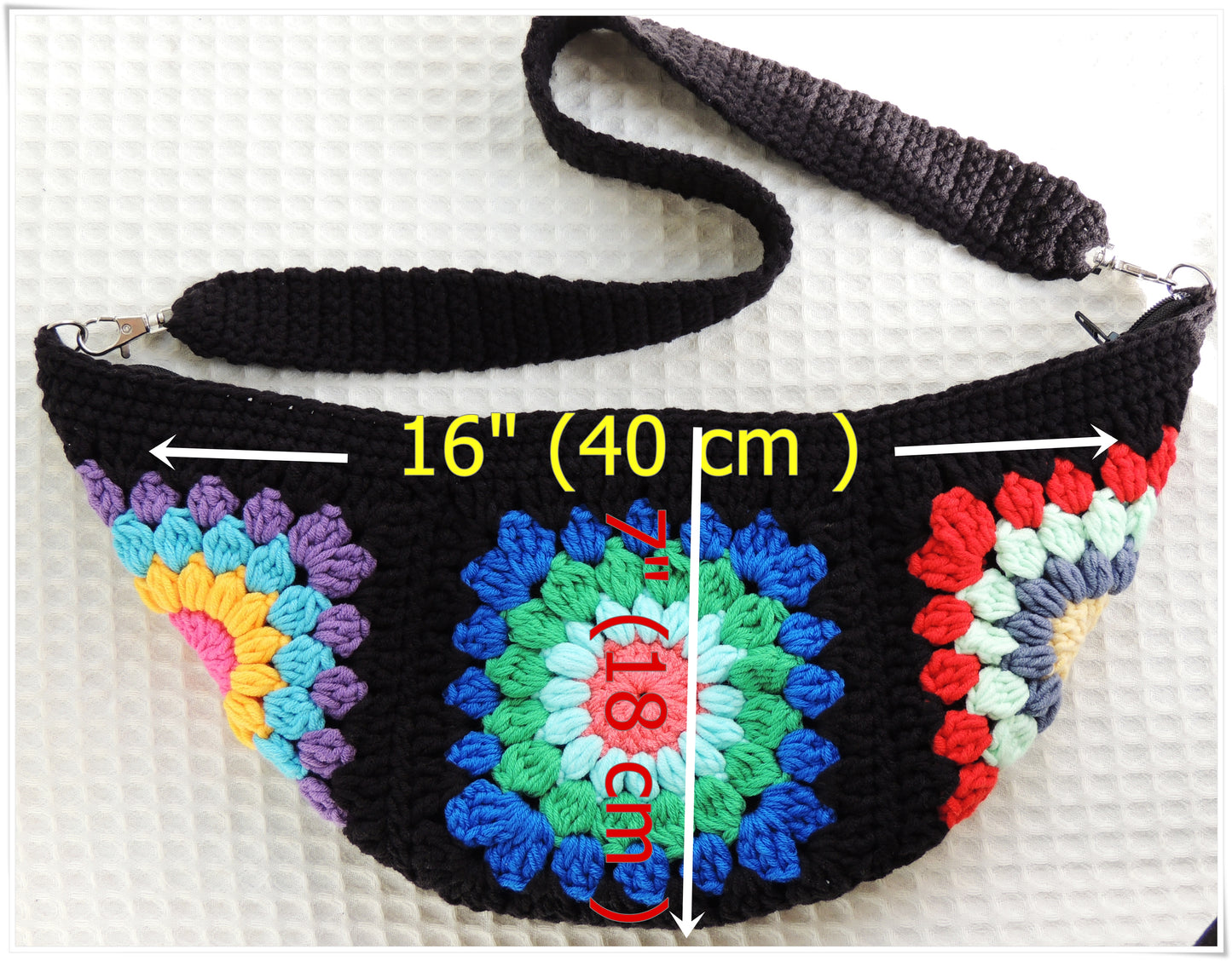 Small Crossbody Fanny Pack, Crochet  Granny Square Bag