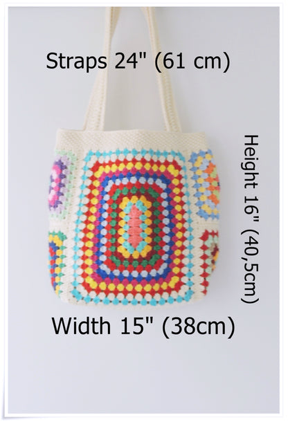 Crochet Granny Square Tote Bag