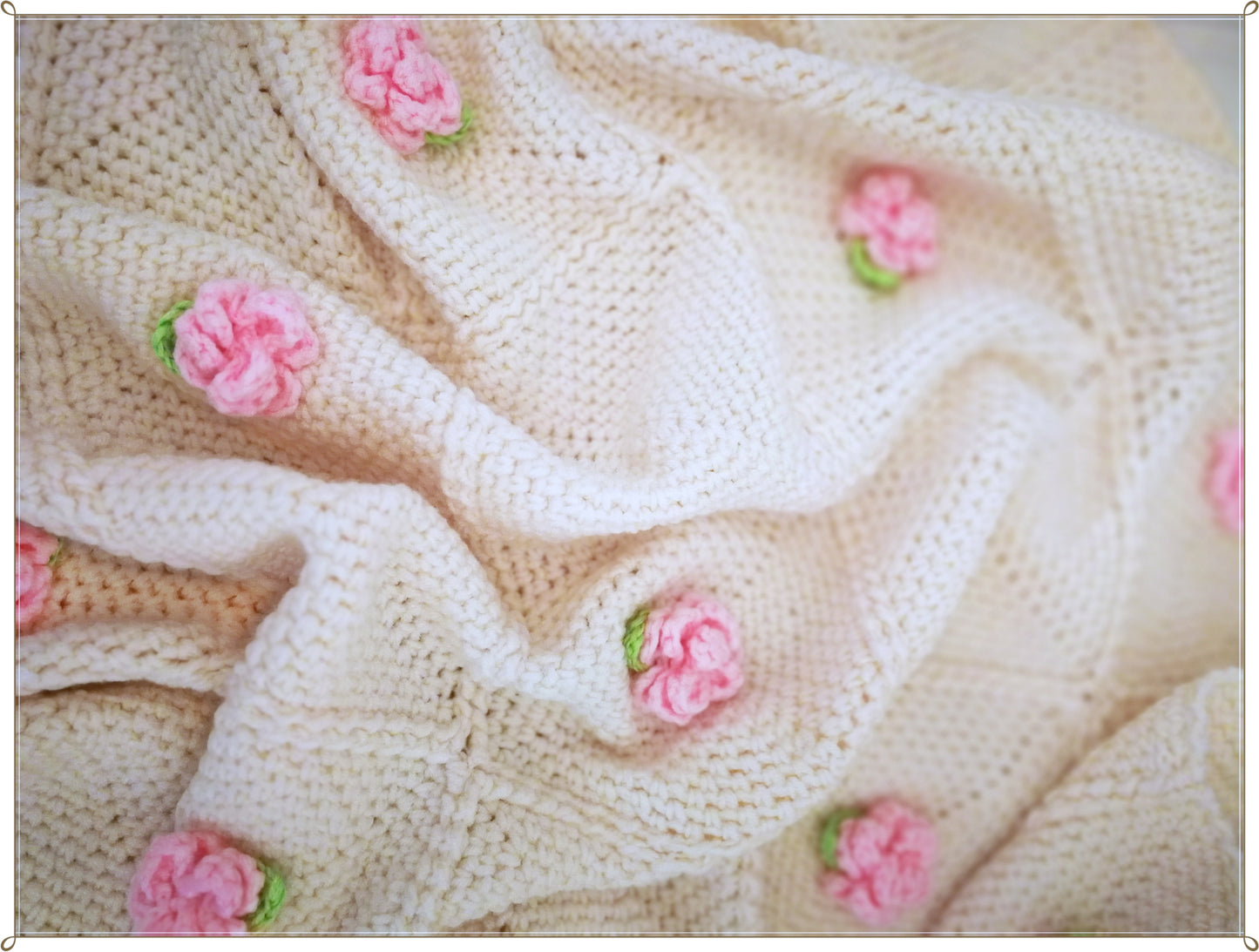 Crochet Baby Girl Blanket With Roses