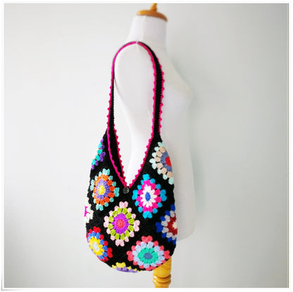 Crochet Granny Square Hobo Bag