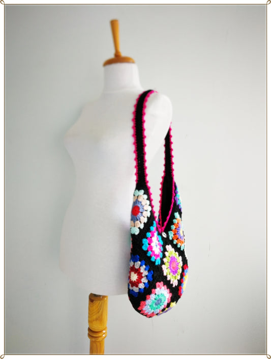 Crochet Granny Square Hobo Bag