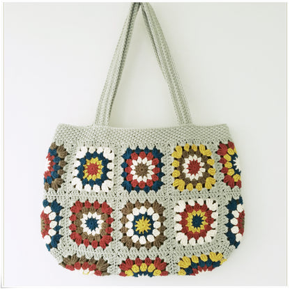 Crochet Vintage Style Floral Tote Bag, Granny Square Purse