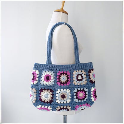 Crochet Granny Square Shabby Chic Tote Bag