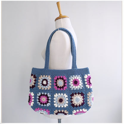 Crochet Granny Square Shabby Chic Tote Bag