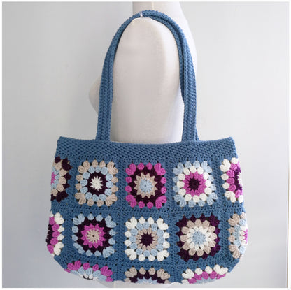 Crochet Granny Square Shabby Chic Tote Bag
