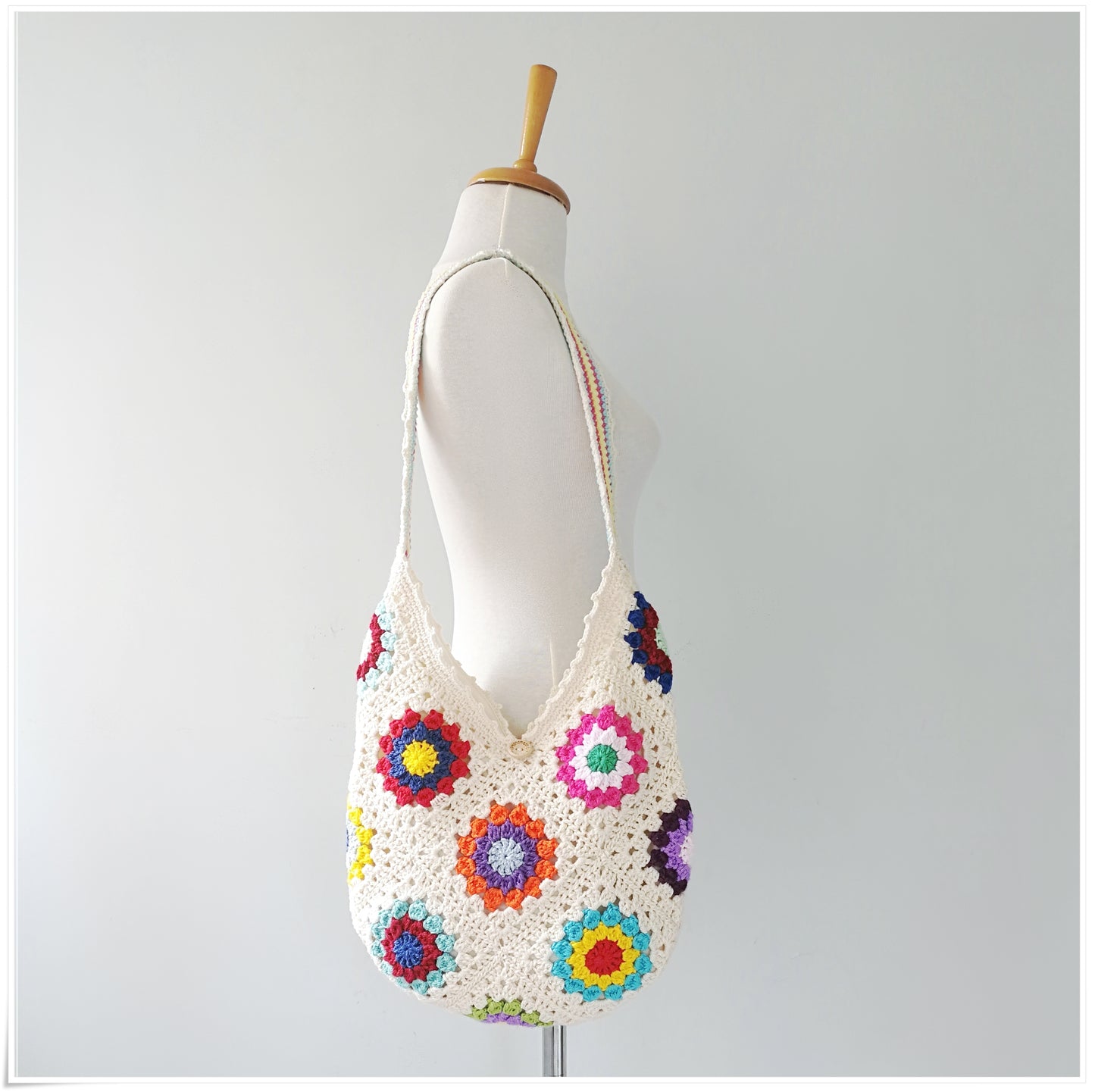 Crochet Granny Square Hobo Bag