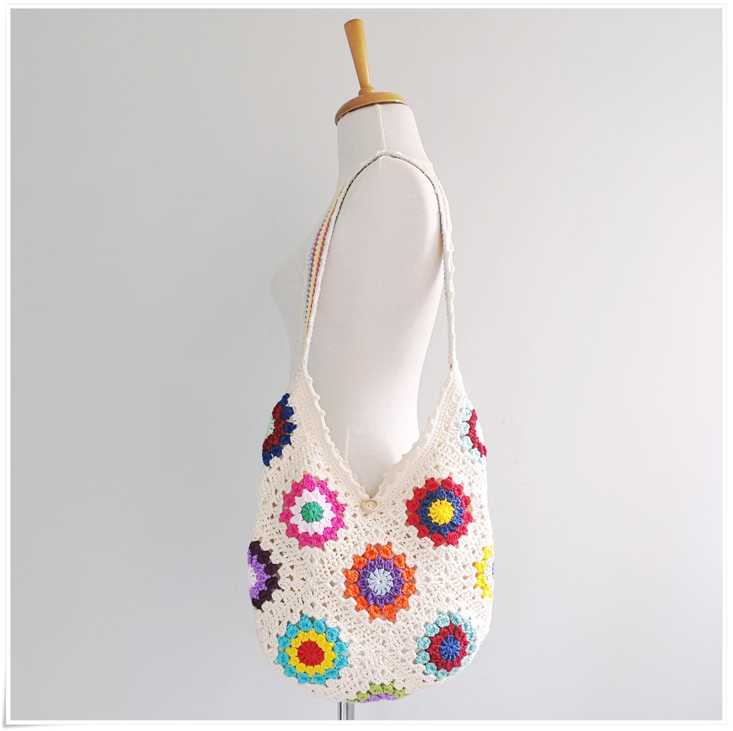 Crochet Granny Square Hobo Bag