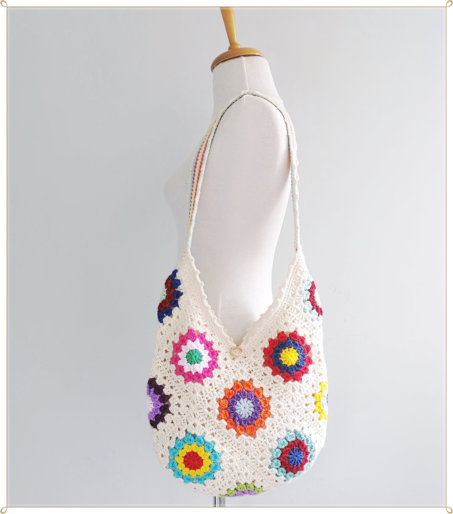 Crochet Granny Square Hobo Bag
