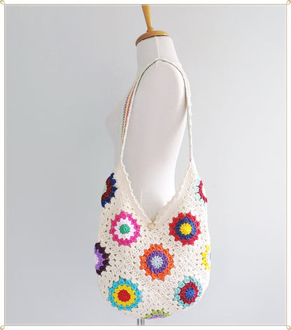 Crochet Granny Square Hobo Bag