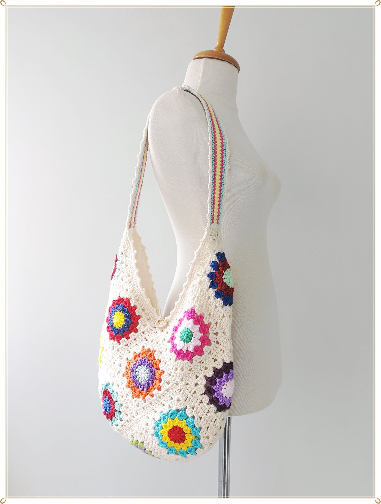 Crochet Granny Square Hobo Bag