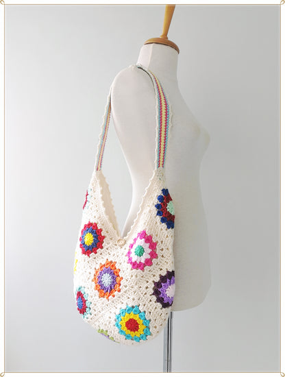 Crochet Granny Square Hobo Bag