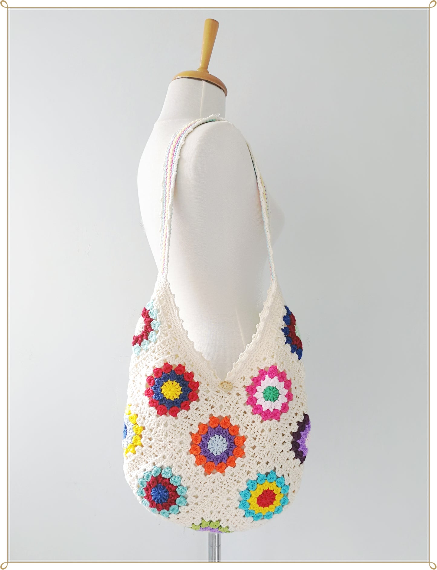 Crochet Granny Square Hobo Bag