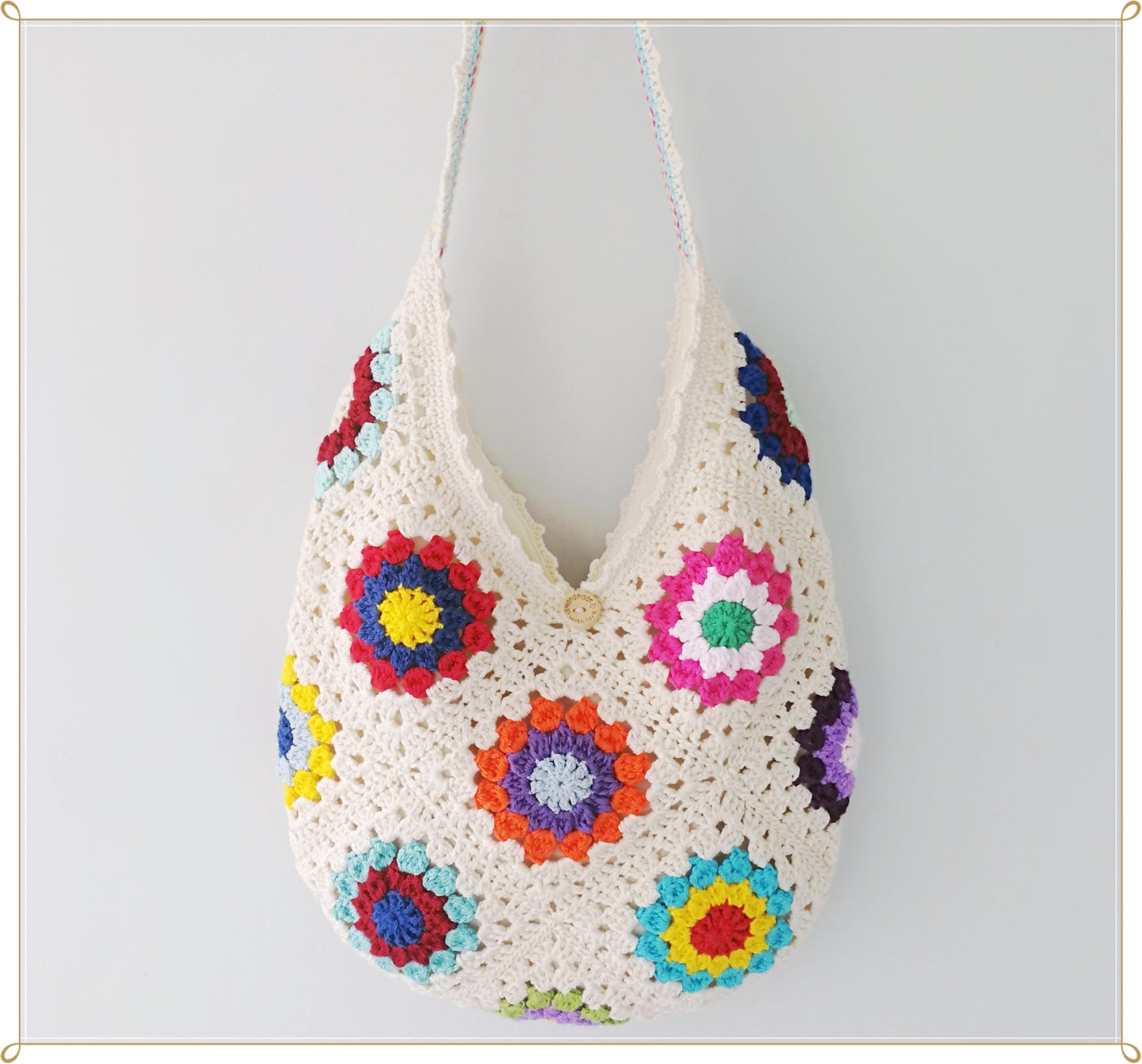 Crochet Granny Square Hobo Bag