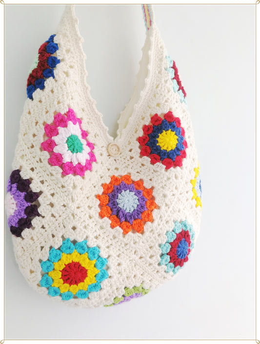 Crochet Granny Square Hobo Bag