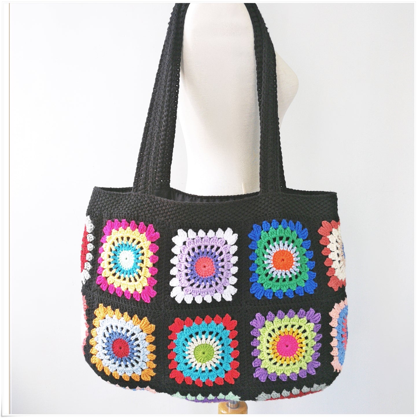Crochet Granny Square Large Tote Bag