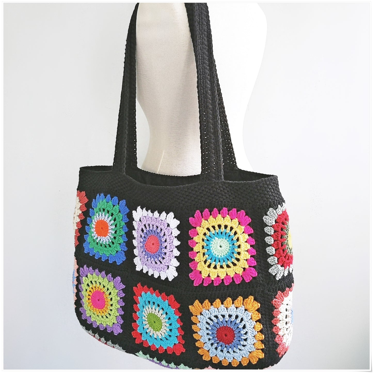 Crochet Granny Square Large Tote Bag