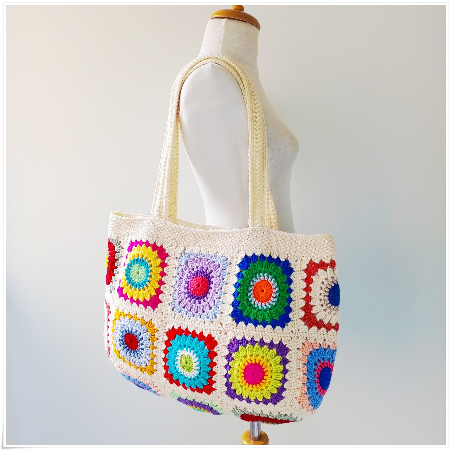 Crochet Granny Square Large Tote Bag