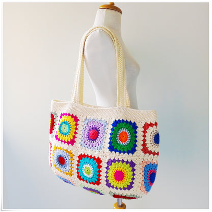 Crochet Granny Square Large Tote Bag